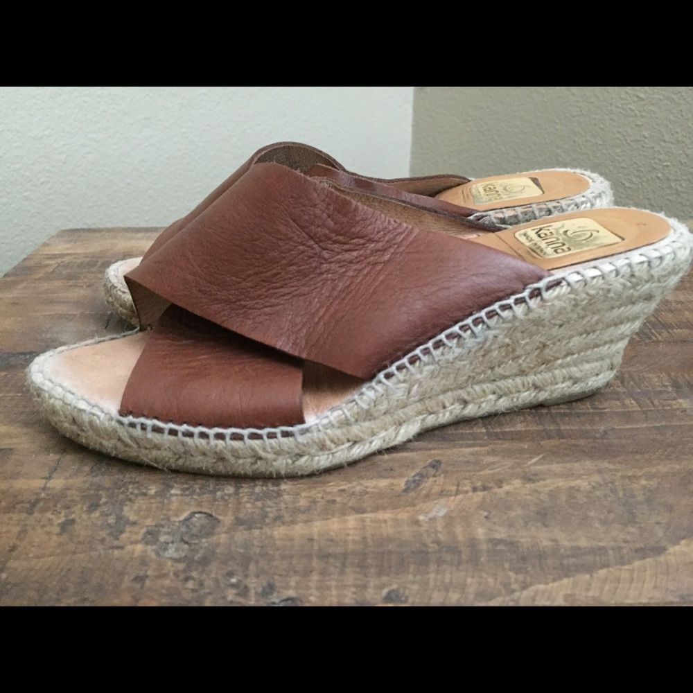 KANNA leather wedge sandals size 8